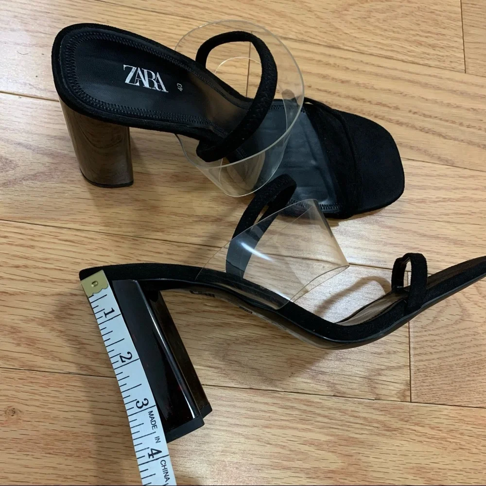 Zara Minimalist Tortoiseshell Methacrylate Heel Sandals - Picture 10 of 12